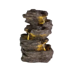 WATER FEATURE LED 5 TIER ROCK FOUNTAIN NATURAL